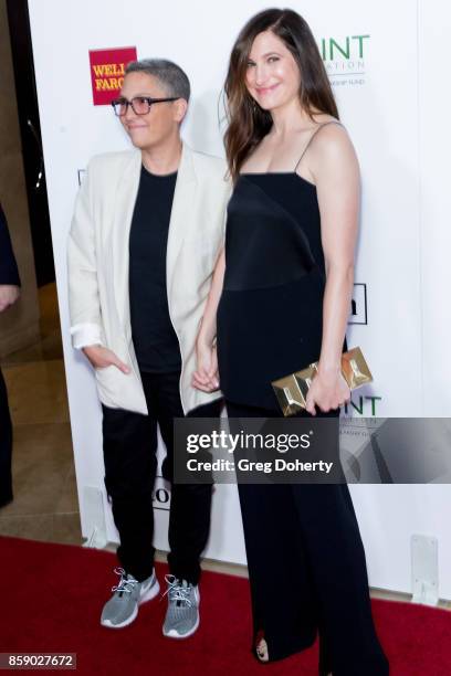 Director Jill Soloway and Actress Kathryn Hahn arrive for the Point Honors Los Angeles at The Beverly Hilton Hotel on October 7, 2017 in Beverly...