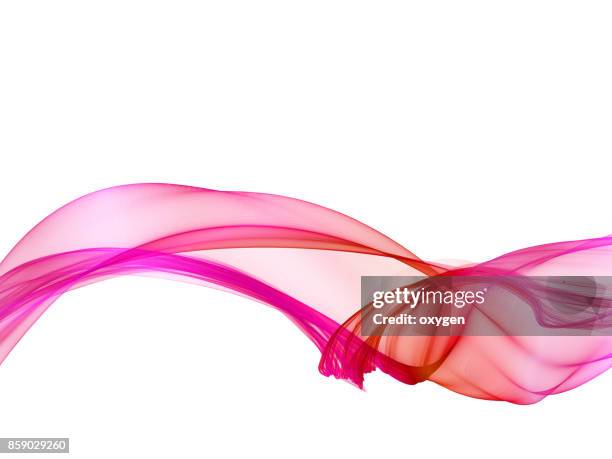 abstract red line, wave isolated on white background - silk ストックフォトと画像