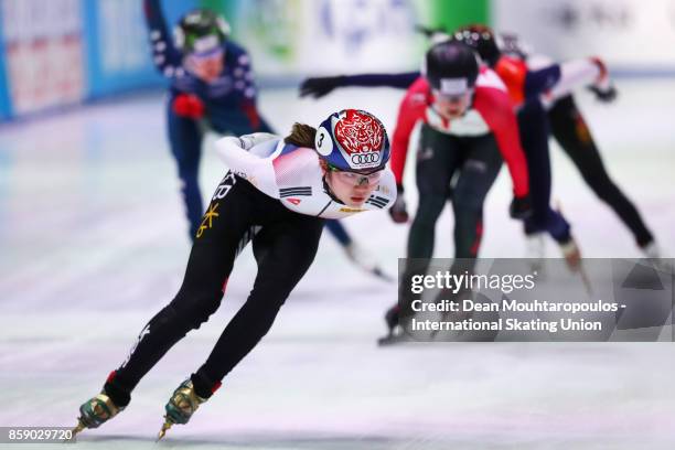 Hee Suk Shim of Korea competes in the 1000m Womens Quarter Finals during the Audi ISU World Cup Short Track Speed Skating at Optisport Sportboulevard...
