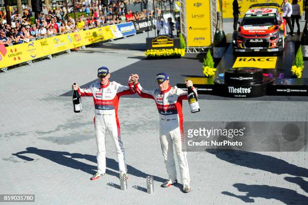 The British driver Kris Meek and his co-driver Paul Nagle of Citron Total Abu Dhabi Wrt, celebrating his victory during the podium of the Rally Racc...