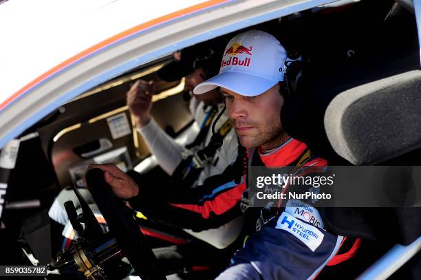 The Norwegian driver, Andreas Mikkelsen of Hyundai Motorsport, after finish the Rally Racc Catalunya Costa Daurada, on October 8, 2017 in Salou,...