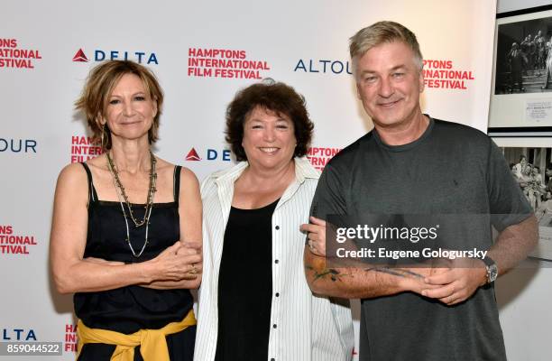 Chair Emeriti Toni Ross, Director Susan Lacy and Co- Chair of the Hamptons International Film Festival Alec Baldwin attend the photo call for...