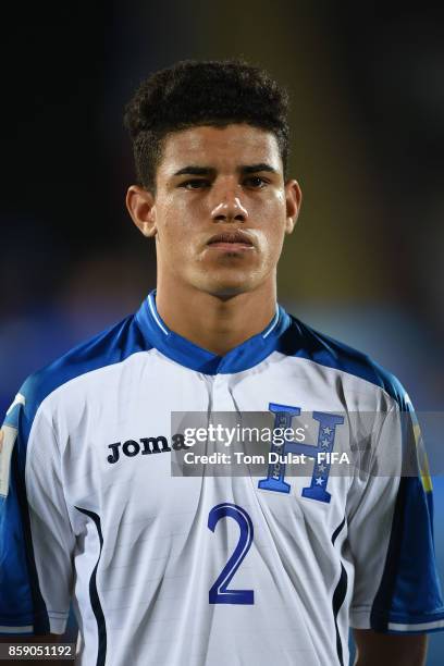 Santiago Cabrera of Honduras looks on during the FIFA U-17 World Cup India 2017 group E match between Honduras and Japan at Indira Gandhi Athletic...