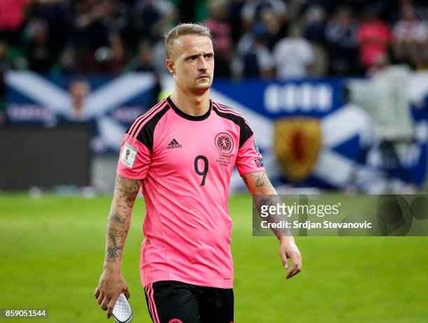 Leigh Griffiths of Scotland looks dejected after the FIFA 2018 World Cup Qualifier match between Slovenia and Scotland at stadium Stozice on October...
