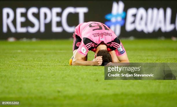 Robert Snodgrass of Scotland looks dejected after the FIFA 2018 World Cup Qualifier match between Slovenia and Scotland at stadium Stozice on October...