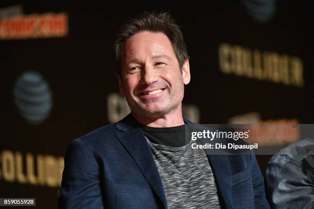 David Duchovny speaks onstage at The X-Files panel during 2017 New York Comic Con -Day 4 on October 8, 2017 in New York City.