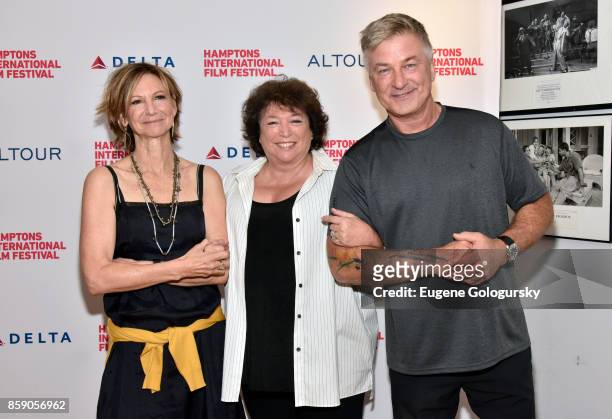 Chair Emeriti Toni Ross, Director Susan Lacy and Co- Chair of the Hamptons International Film Festival Alec Baldwin attend the photo call for...
