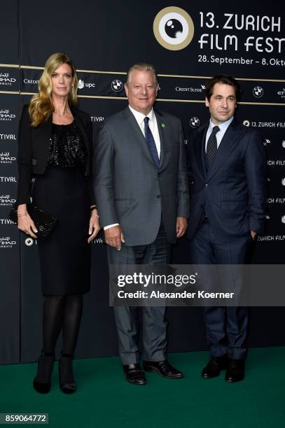 Zurich Film Festival director Nadja Schildknecht, Al Gore and Zurich Film Festival director Karl Spoerri attend the 'An Inconvenient Sequel' premiere...