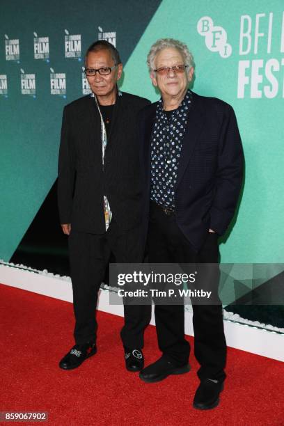 Takashi Miike and Jeremy Thomas attend the Thrill Gala & UK Premiere of "Blade Of The Immortal" during the 61st BFI London Film Festival on October...