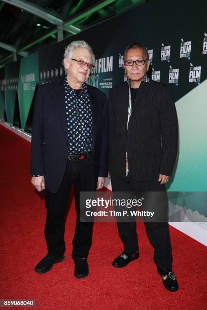 Takashi Miike and Jeremy Thomas attend the Thrill Gala & UK Premiere of "Blade Of The Immortal" during the 61st BFI London Film Festival on October...