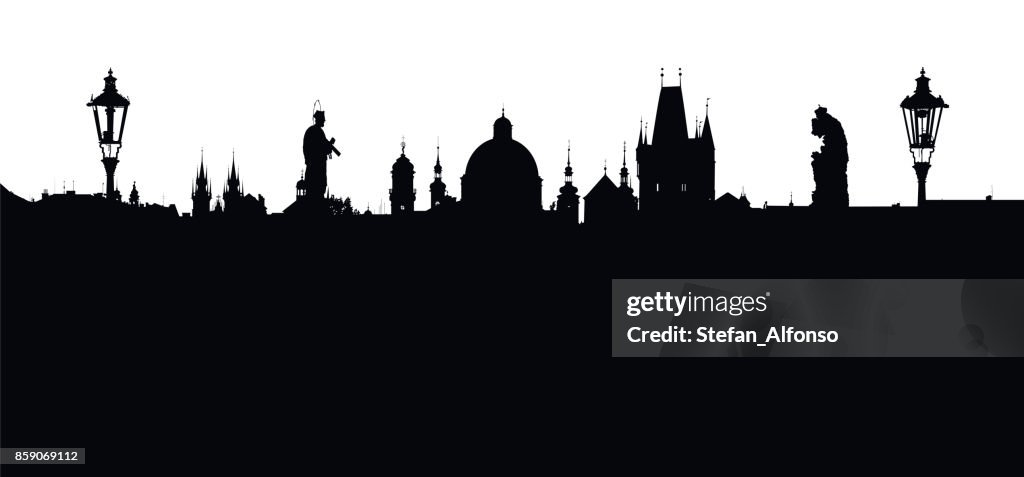 Prague vector sky line