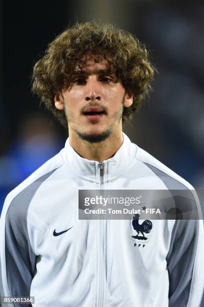 Yacine Adli of France looks on during the FIFA U-17 World Cup India 2017 group E match between New Caledonia and France at Indira Gandhi Athletic...