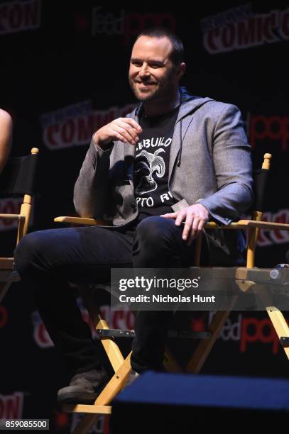 Sullivan Stapleton speaks onstage during the Blindspot panel 2017 New York Comic Con - Day 4 on October 8, 2017 in New York City.