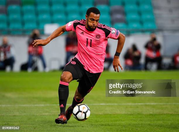 Matthew Pahillips of Scotland in action during the FIFA 2018 World Cup Qualifier match between Slovenia and Scotland at stadium Stozice on October...