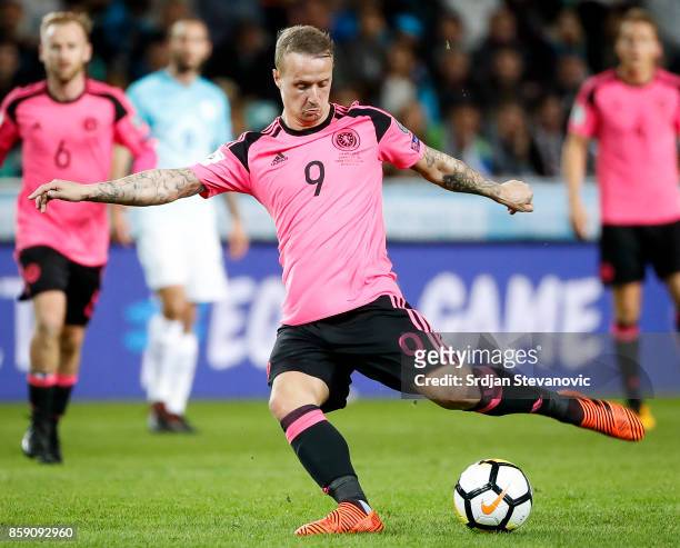 Leigh Griffiths of Scotland in action during the FIFA 2018 World Cup Qualifier match between Slovenia and Scotland at stadium Stozice on October 08,...