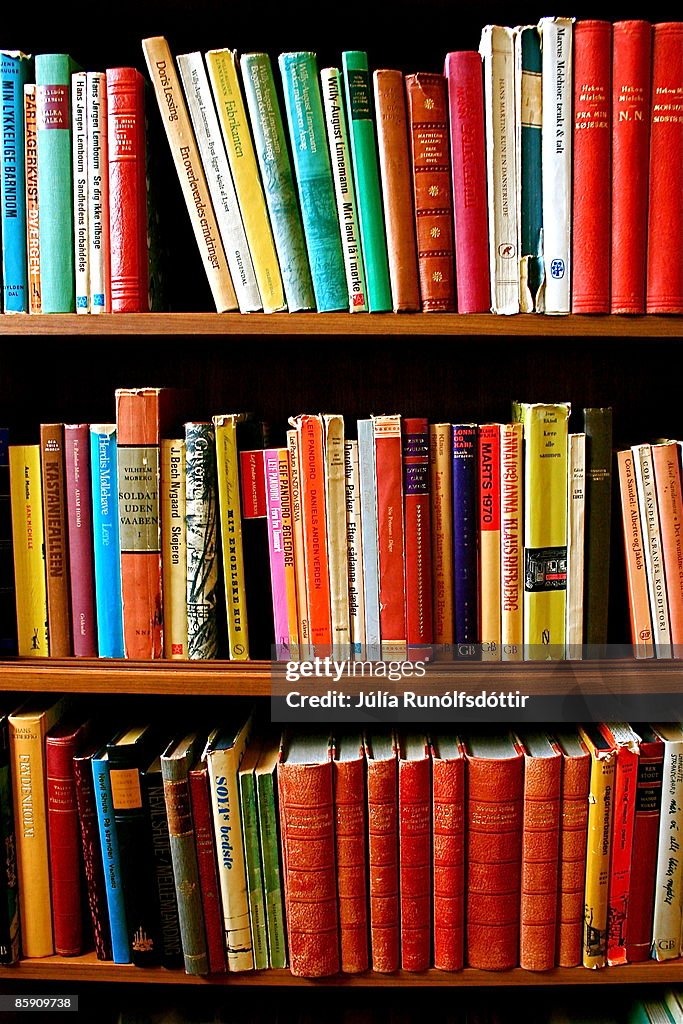 Close up of bookshelf