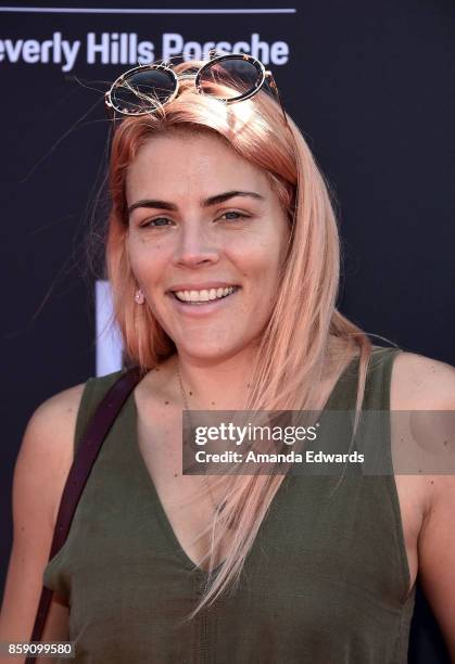 Actress Busy Philipps arrives at P.S. ARTS' Express Yourself 2017 at Barker Hangar on October 8, 2017 in Santa Monica, California.
