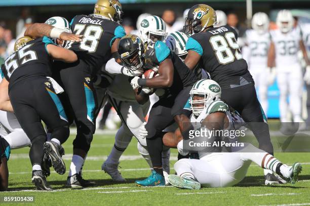 Defensive Lineman Steve McLendon of the New York Jets in action against the Jacksonville Jaguars during their game at MetLife Stadium on October 1,...