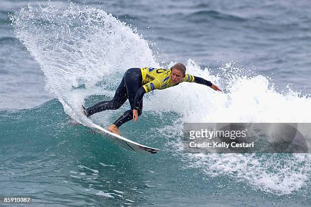 Paige Hareb of New Zealand advanced into the Quarter Finals of the Rip Curl Pro after defeating Coco Ho of Hawaii in Round 3 on April 11, 2009 in...