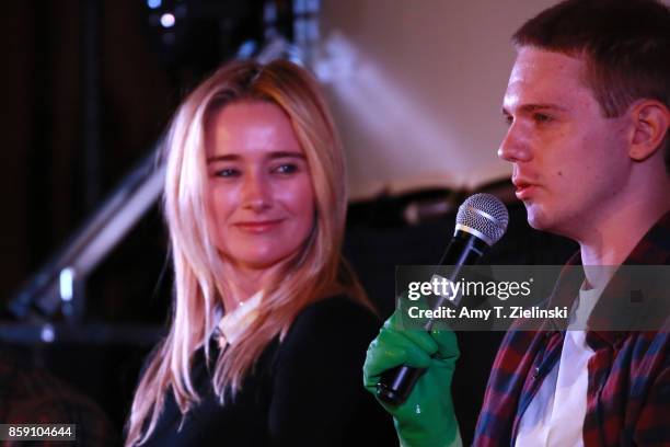 Actors Amy Shiels and Jake Wardle, Michael Horse and Sean Bolger answer questions on stage during the Twin Peaks UK Festival 2017 at Hornsey Town...