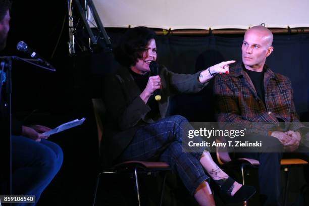 Actors Sherilyn Fenn and James Marshall answer questions on stage during the Twin Peaks UK Festival 2017 at Hornsey Town Hall Arts Centre on October...