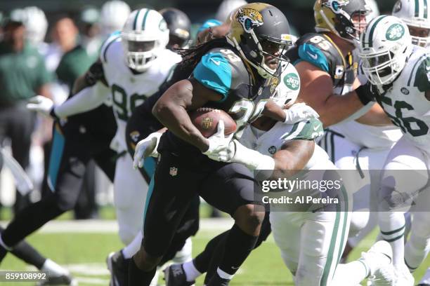 Running Back Chris Ivory of the Jacksonville Jaguars has a long gain against the New York Jets during their game at MetLife Stadium on October 1,...