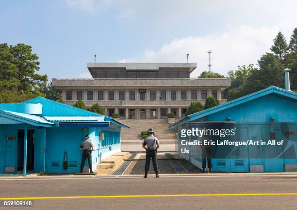 South Korean soldiers in the joint security area on the border between the two Koreas, North Hwanghae Province, Panmunjom, South Korea on September...