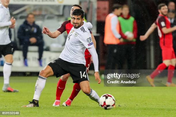 Gara Garayev of Azerbaijan and Emre Can of Germany vie for the ball during the FIFA 2018 World Cup Qualifier between Germany and Azerbaijan at Fritz...