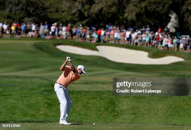 Bill Haas plays his shot from the second tee during the final round of the Safeway Open at the North Course of the Silverado Resort and Spa on...