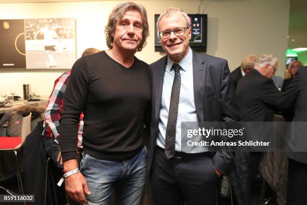 Gerald Ehrmann and Peter Peters at the club of former national players meeting prior to / after the FIFA 2018 World Cup Qualifier between Germany and...