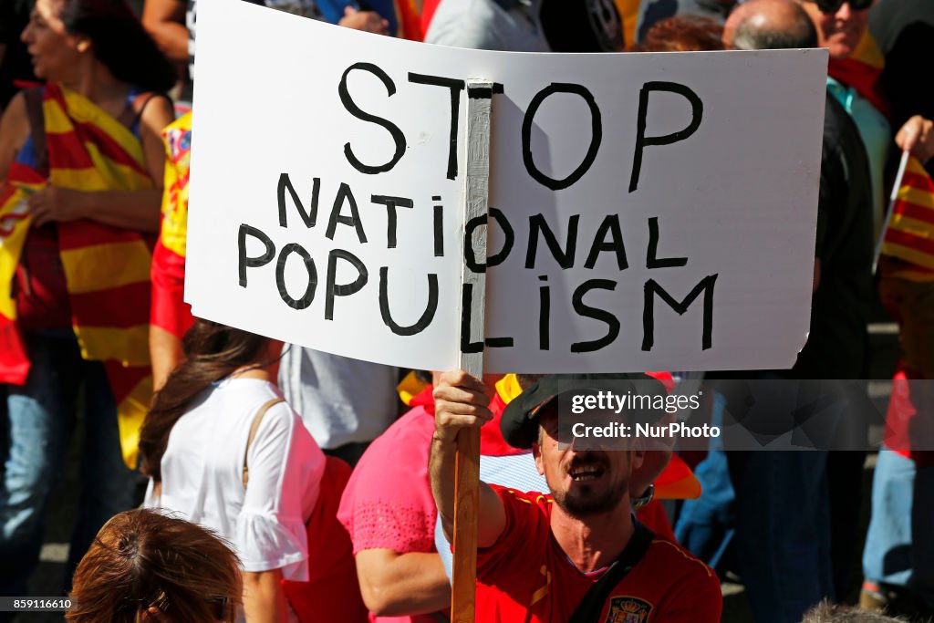 Pro-Unity Rally Held In Barcelona Against Catalonian Independence