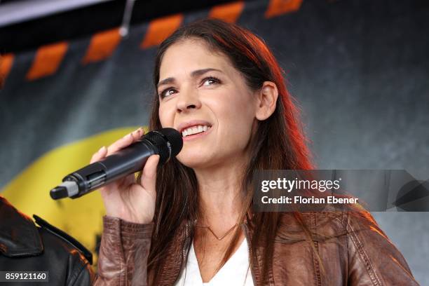 Katja Woywood attends the 'Alarm fuer Cobra 11' fan meeting on October 8, 2017 in Huerth, Germany.