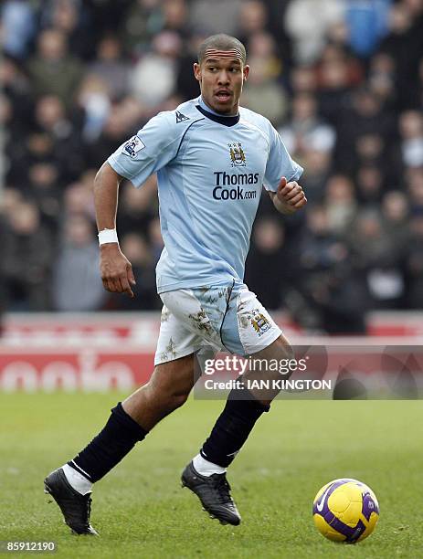 Manchester City's Dutch player Nigel de Jong in action during the Premier League football match against Stoke City at The Britannia Stadium in...