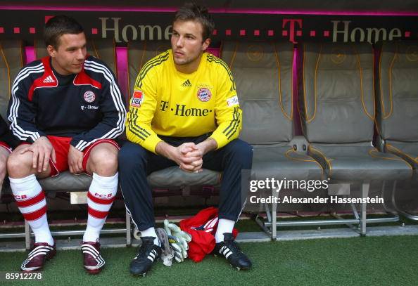 Michael Rensing Bayern Goal keeper Michael Rensing of Bayern Muenchen and his team mate ...