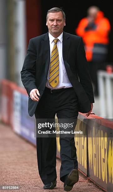 Paul Duffen, the Hull City chairman walks down the touchline during the Barclays Premier League match between Middlesbrough and Hull City at the...