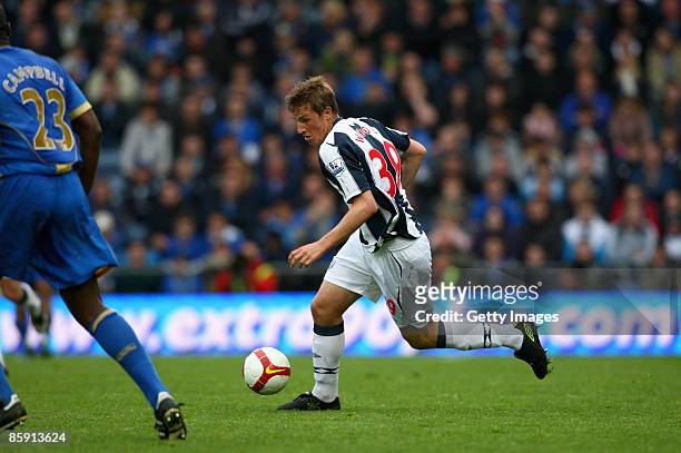 Chris Wood of West Brom in action during the Barclays Premier League match between Portsmouth and West Bromwich Albion at Fratton Park on April 11,...