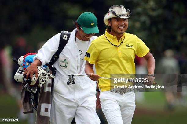 Shingo Katayama of Japan walks to the first green during the third round of the 2009 Masters Tournament at Augusta National Golf Club on April 11,...