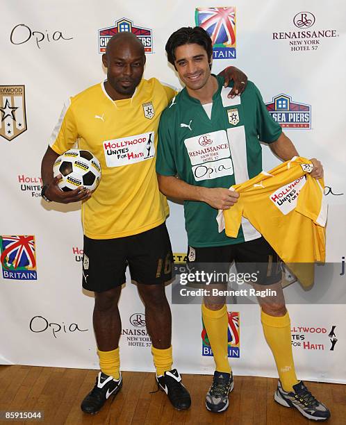 Actors Jimmy Jean-Louis and Gilles Marini attend the 2009 Setanta Cup Hollywood United Football Club exhibition game at the Field House at Chelsea...