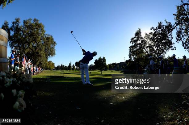 Emiliano Grillo of Argentina plays his shot from the 16th tee during the final round of the Safeway Open at the North Course of the Silverado Resort...