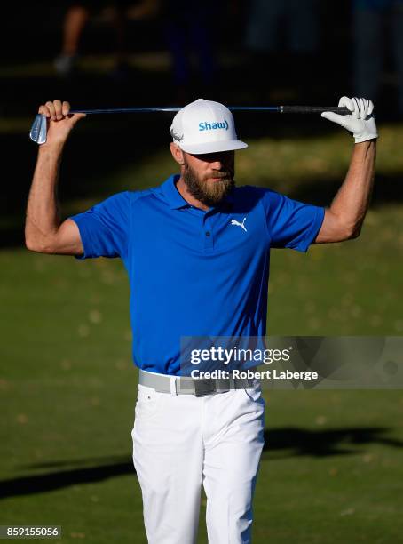 Graham DeLaet of Canada reacts to his putt on the 16th hole during the final round of the Safeway Open at the North Course of the Silverado Resort...