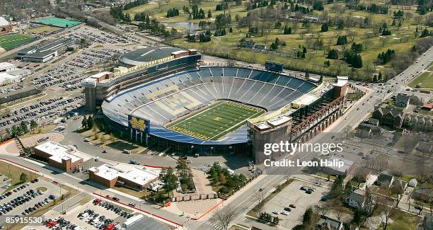 Aerial view of the renovations of Michigan Stadium on April 10, 2009 in Ann Arbor Michigan.