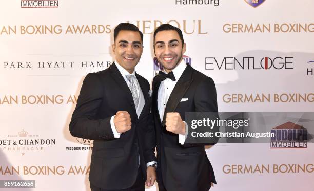 Artem Harutyunyan and his brother Robert Harutyunyan attend the German Boxing Award "Herqul" at the Besenbinderhof on October 8, 2017 in Hamburg,...