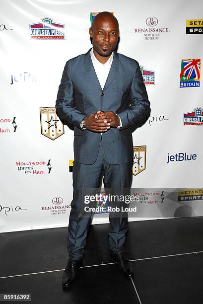 Jimmy Jean-Louis attends the Hollywood United Football Club's Setanta Cup exhibition game after party at Opia Lounge on April 11, 2009 in New York...