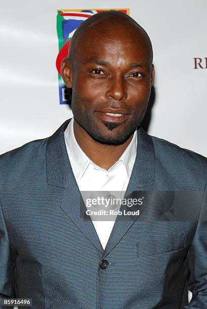 Jimmy Jean-Louis attends the Hollywood United Football Club's Setanta Cup exhibition game after party at Opia Lounge on April 11, 2009 in New York...