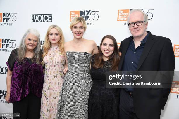Lois Smith, Kathryn Newton, Greta Gerwig, Beanie Feldstein, and Tracy Letts attend 55th New York Film Festival screening of "Lady Bird" at Alice...