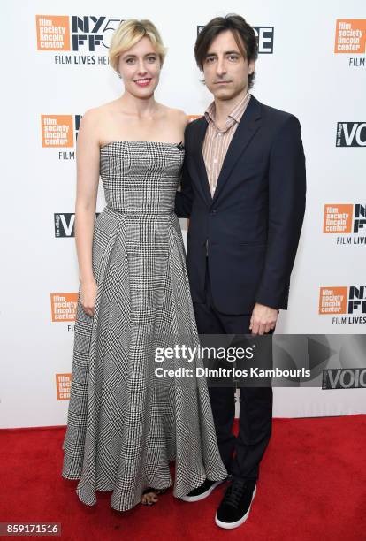 Writer Greta Gerwig and filmmaker Noah Baumbach attend 55th New York Film Festival screening of "Lady Bird" at Alice Tully Hall on October 8, 2017 in...