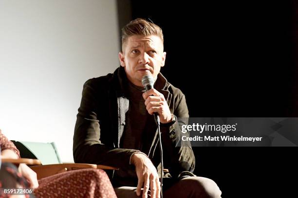 Actor Jeremy Renner attends the "Wind River" Q&A at Aero Theatre on October 8, 2017 in Santa Monica, California.