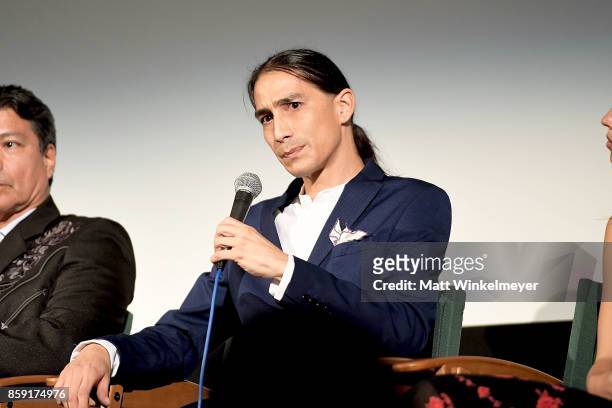 Actors Gil Birmingham and Tokala Clifford attend the "Wind River" Q&A at Aero Theatre on October 8, 2017 in Santa Monica, California.