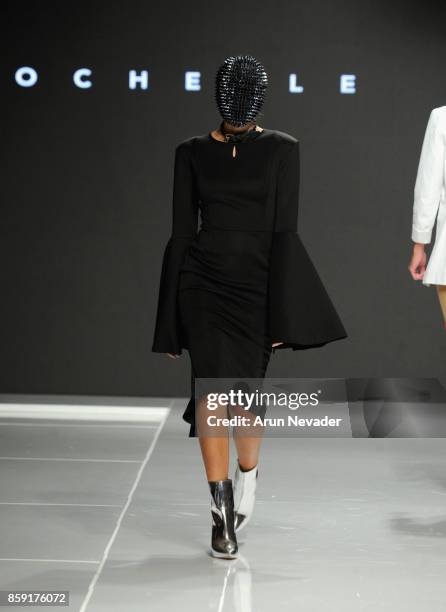 Model walks the runway wearing Rochelle Goodrick at Los Angeles Fashion Week SS18 Art Hearts Fashion LAFW on October 8, 2017 in Los Angeles,...