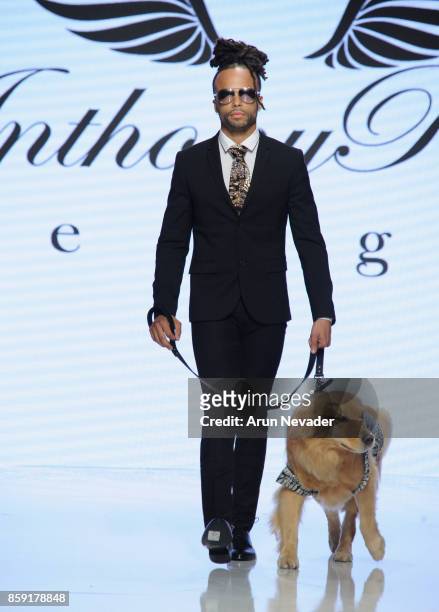 Model walks the runway wearing Anthony Rubio at Los Angeles Fashion Week SS18 Art Hearts Fashion LAFW on October 8, 2017 in Los Angeles, California.